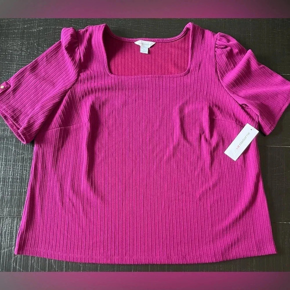 NWT Liz Claiborne Plus Size Short Sleeve Blouse SZ 1X - Picture 1 of 7